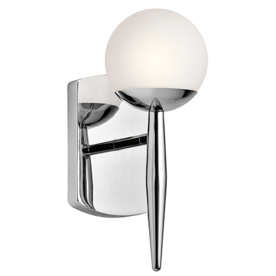 Kichler 45580CH Jasper 11.5" 1 Light Halogen Wall Sconce with Satin Etched Cased Opal Glass Chrome in Chrome